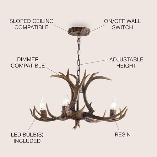 Eldora 4 Light Resin Antler Chandelier 26"
