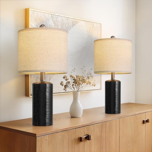 Small Table Lamps Set of 2 for Living Room 20.25" Black Lamps Bedside Lamps (2 Count)