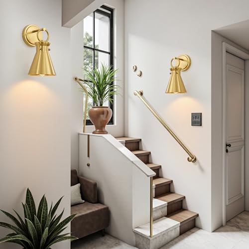 Wall Sconce for Bathroom 6" Gold Metal Shade