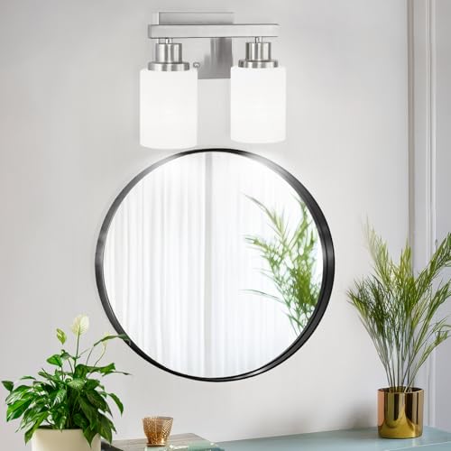 2 Light Nickel Vanity Light Bathroom Light Fixture Over Mirror