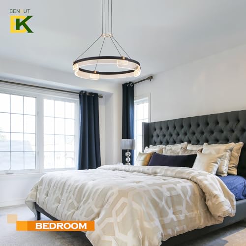 Modern LED Pendant Light Dimmable Black LED Chandelier for Dining Room Pendant Light Fixture Over Table Modern Chandelier Kitchen Island Living Room Entryway