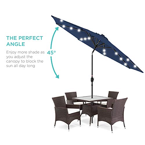 10ft Solar Polyester LED Lighted Patio Umbrella w (10 Feet)