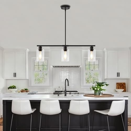29.9'' Modern Island Lights for Kitchen Black Dining Room Light Fixtures
