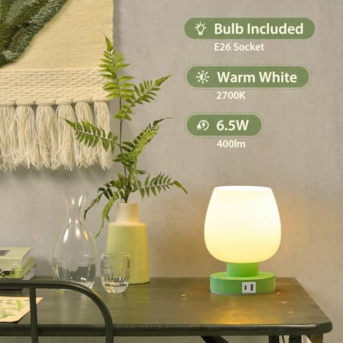 Touch Bedside Table Lamp with USB Charging (2 Count)