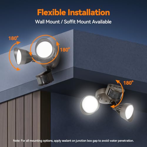 45W 5500LM PIR Motion Sensor Outdoor Lights