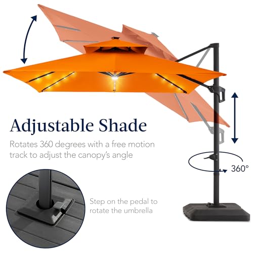 12x12ft LED Cantilever Patio Umbrella w