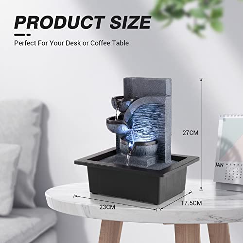 Indoor Water Fountain Tabletop Waterfall Fountain with LED Light