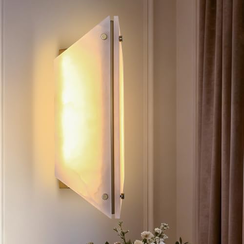 Alabaster Wall Sconces Bathroom Vanity Light Gold 13.8" 1 Pack