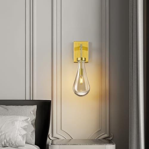 Raindrop Wall Sconces Gold Sconces Wall Decor Modern Wall Lighting Glass Bathroom Sconces Indoor Vanity Light Wall Lamp for Bedroom Living Room Stair