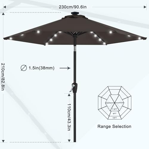 7.5ft Patio Umbrella with Solar Lights