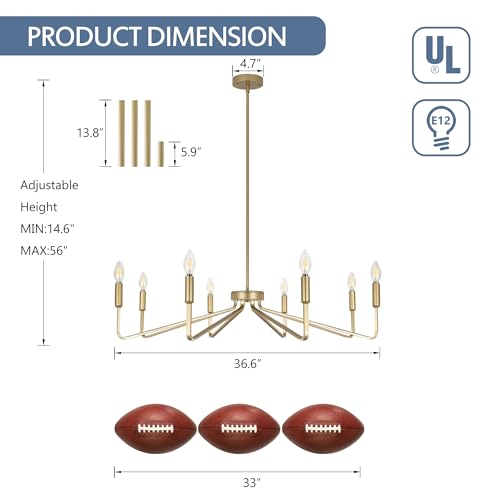 8 Light Gold Chandelier