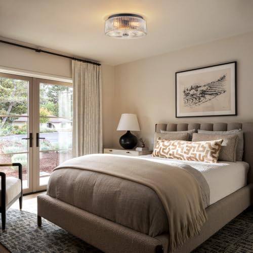 13.9 Inch Matte Black Flush Mount Ceiling Light