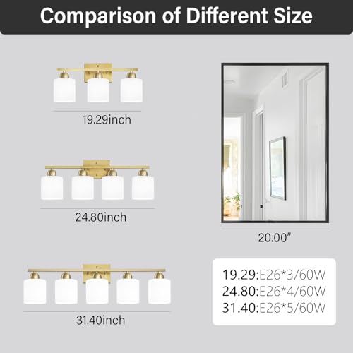 3 Light Gold Bathroom Light Fixtures