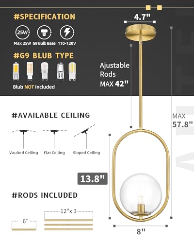 8 Inch Gold Pendant Lights