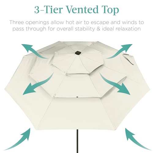 10ft 3 Tier Solar Patio Umbrella