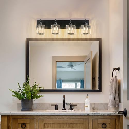Black Crystal Bathroom Vanity Lights