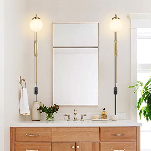 Gold Wall Sconces Set of 2 with Globe Shade (2 Count)