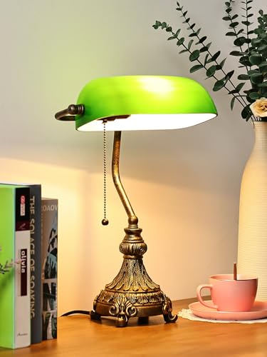 Vintage Green Glass Bankers Desk Lamp