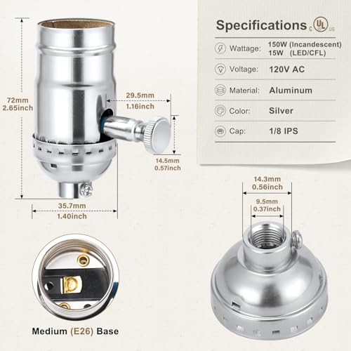 UL Listed Full Range Dimmer Lamp Socket Replacement