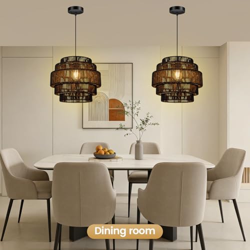 Boho Rattan Chandelier Light