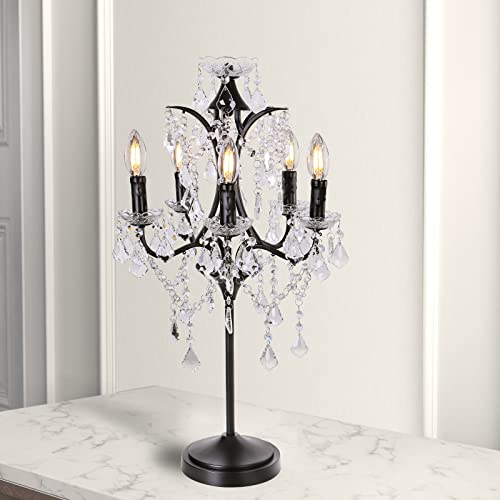 5 Light Farmhouse Tranditional Crystal Table Lamp