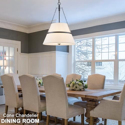 20" Black Drum Chandelier for Dining Room
