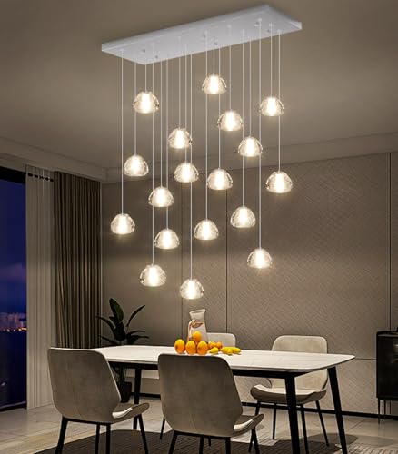 Rectangular Crystal Chandeliers for Living Room Dining Room Light LED Pendant Lights Fixtures Lighting Chandelier for Foyer Entrance Silver
