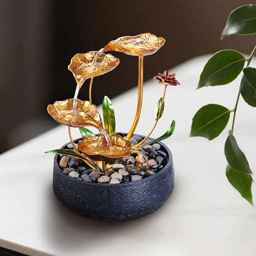 Tabletop Water Fountain Metal Lotus Circulating Fountain