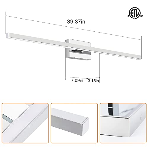 Modern Over Mirror Chrome Bar Vanity Light