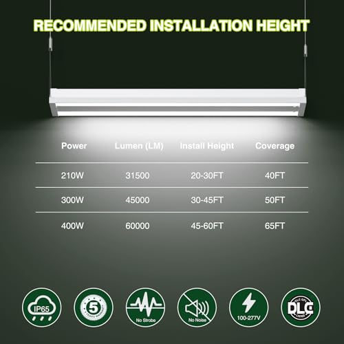 48 Pack 400W 4FT Linear High Bay LED Shop Light (3 Count)