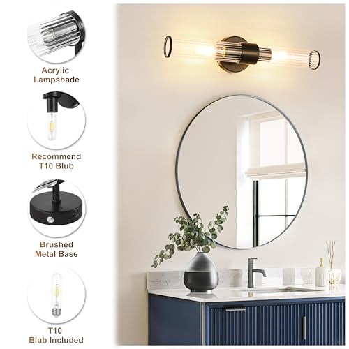 Black Battery Operated Wall Sconces Set of 2