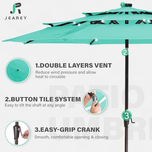 9 ft 3 Tier Outdoor LED Lighted Patio Umbrella w