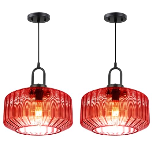 Mid Century Modern Pendant Lights Red Glass Hanging Ceiling Light