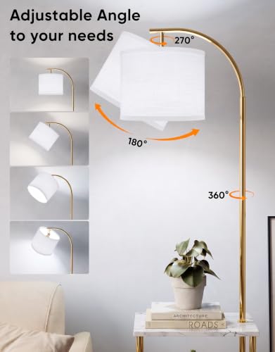 Floor Lamp with Table 2 (Marble White+gold)