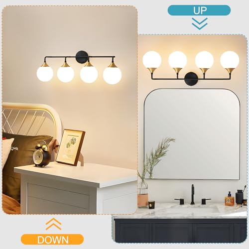 Black Gold Bathroom Light Fixtures Over Mirror Vanity 4