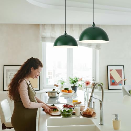 Green Plug in Pendant Light 2 Packs 11.8inch (2 Count)
