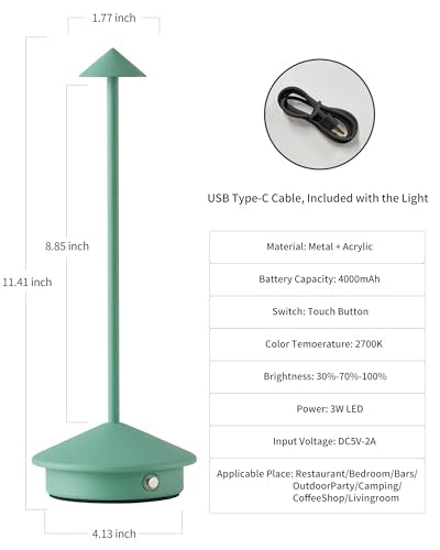 Modern Cordless Table Lamp Set of 2 (2 Count)