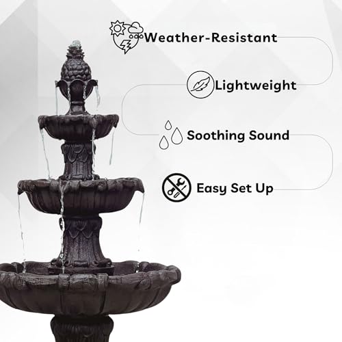 58.3" 3 Tier Outdoor Freestanding Water Fountain