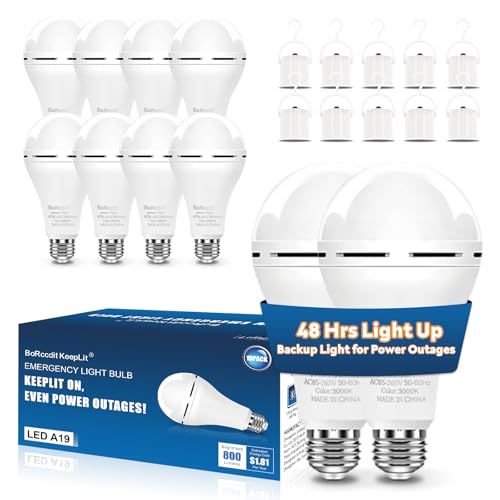 KeepLit 10 Pack Emergency Rechargeable Light Bulbs (10 Count)