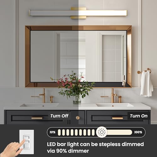 Modern LED Bathroom Vanity Light 36 inch 24W Dimmable 3CCT Bathroom Light Fixture Over Mirror Rectangle Bath Vanity Light Bar with Double Layer Acrylic Shade (36 inch(es))