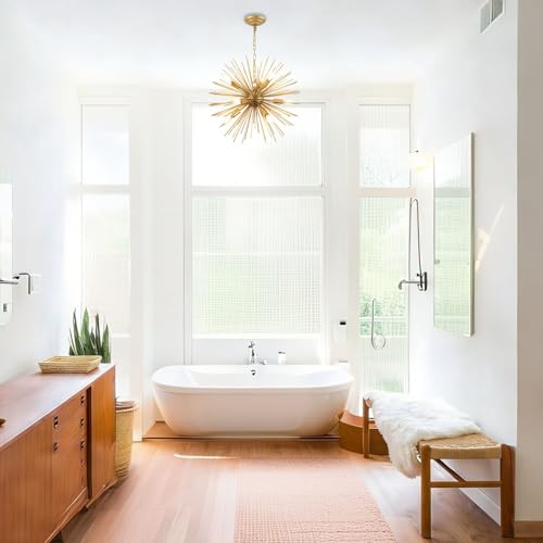 20in 9 Lights Gold Sputnik Chandelier Modern Mid