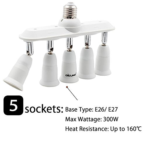 Light Socket Splitter 5 Way Adapter