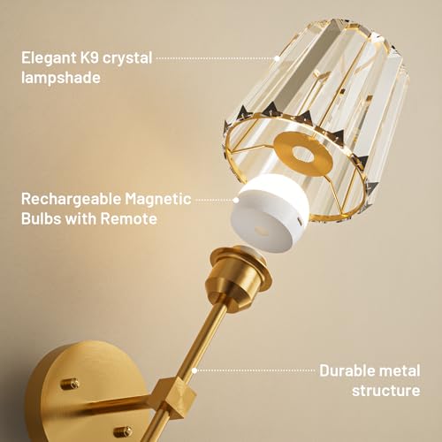 Crystal Battery Operated Wall Sconces Set of 2 (2 Count)