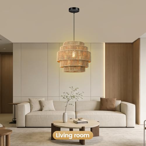 5 Tier Rattan Chandelier Light