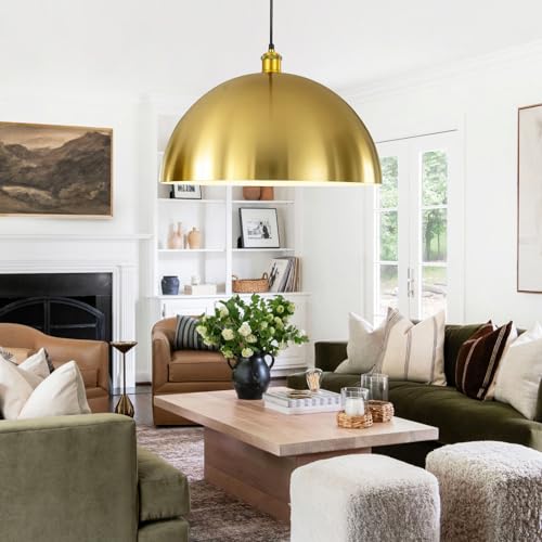 Large Brushed Gold Pendant Light