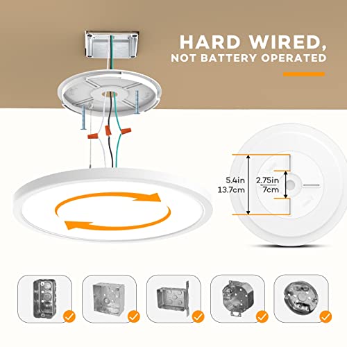 Dimmable LED Flush Mount Ceiling Light Fixture with Remote Control