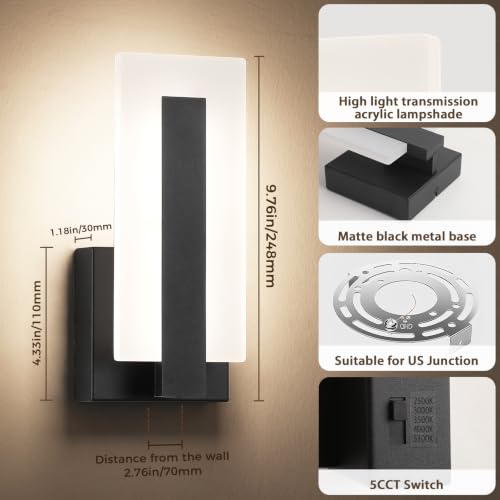 Modern Black Wall Sconces Set of 2