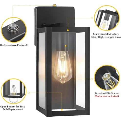 2 Pack Dusk to Dawn Outdoor Wall Lights (2 Count)
