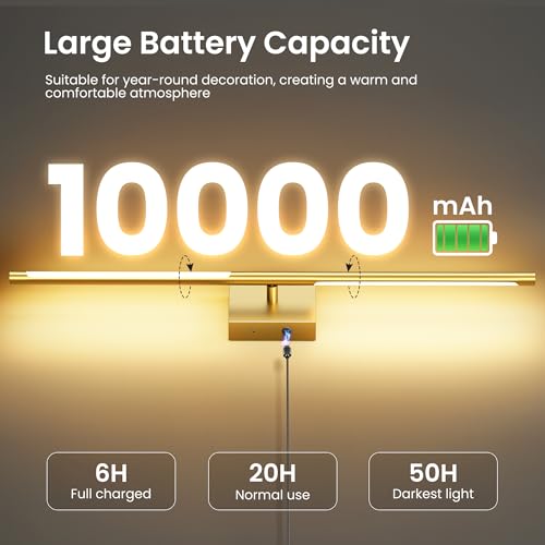 10000mAh Battery Operated Wall Sconces Set of 2 (2 Count)