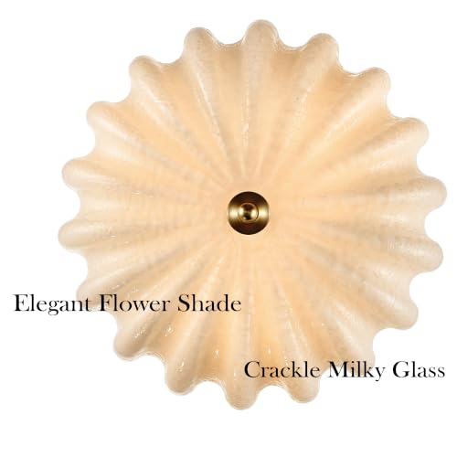 Modern Gold Milky Crackle Glass Semi Flush Mount Ceiling Light
